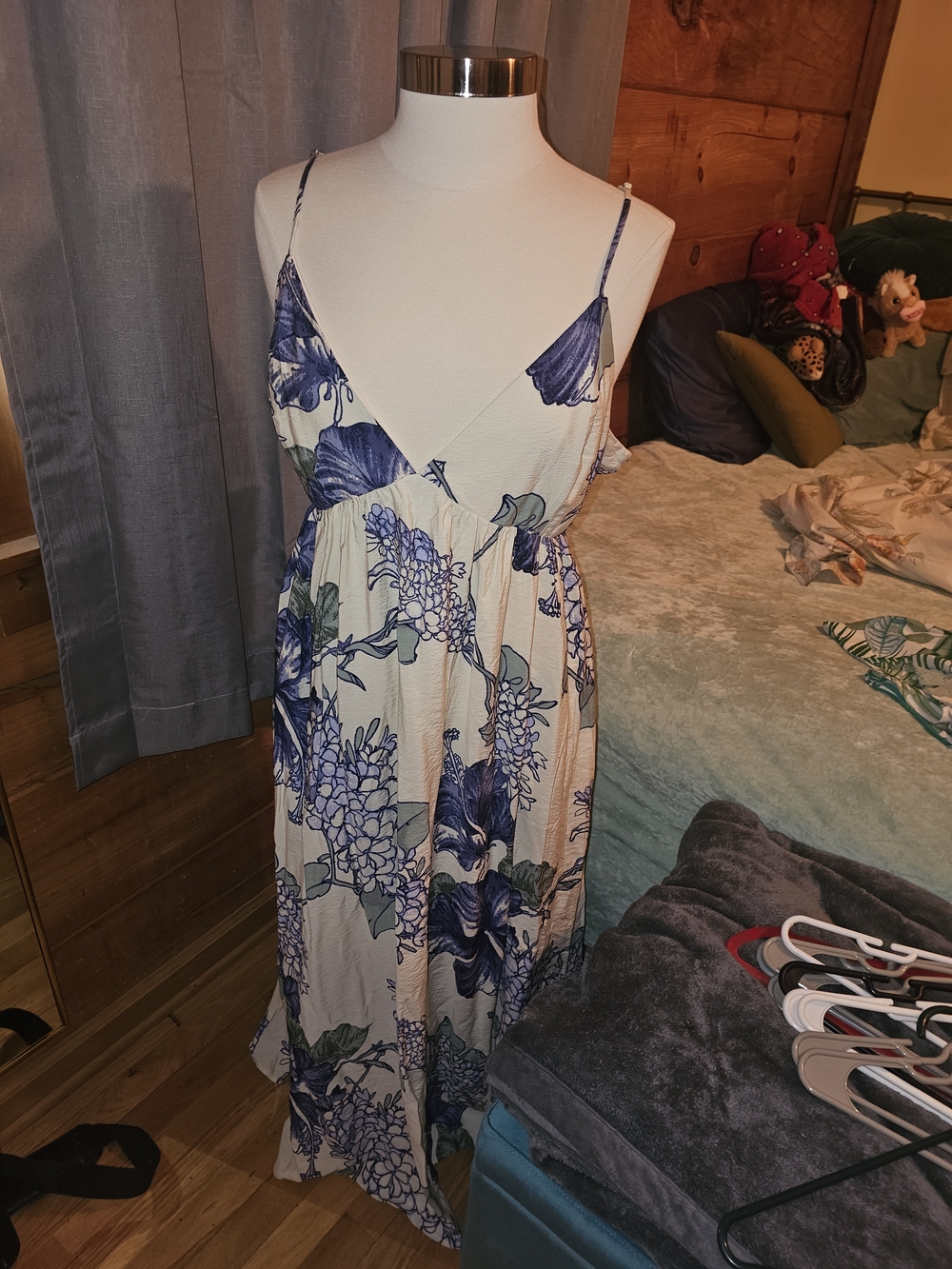 Abercrombie & Fitch Cream Dress with Blue and Green Floral Print
